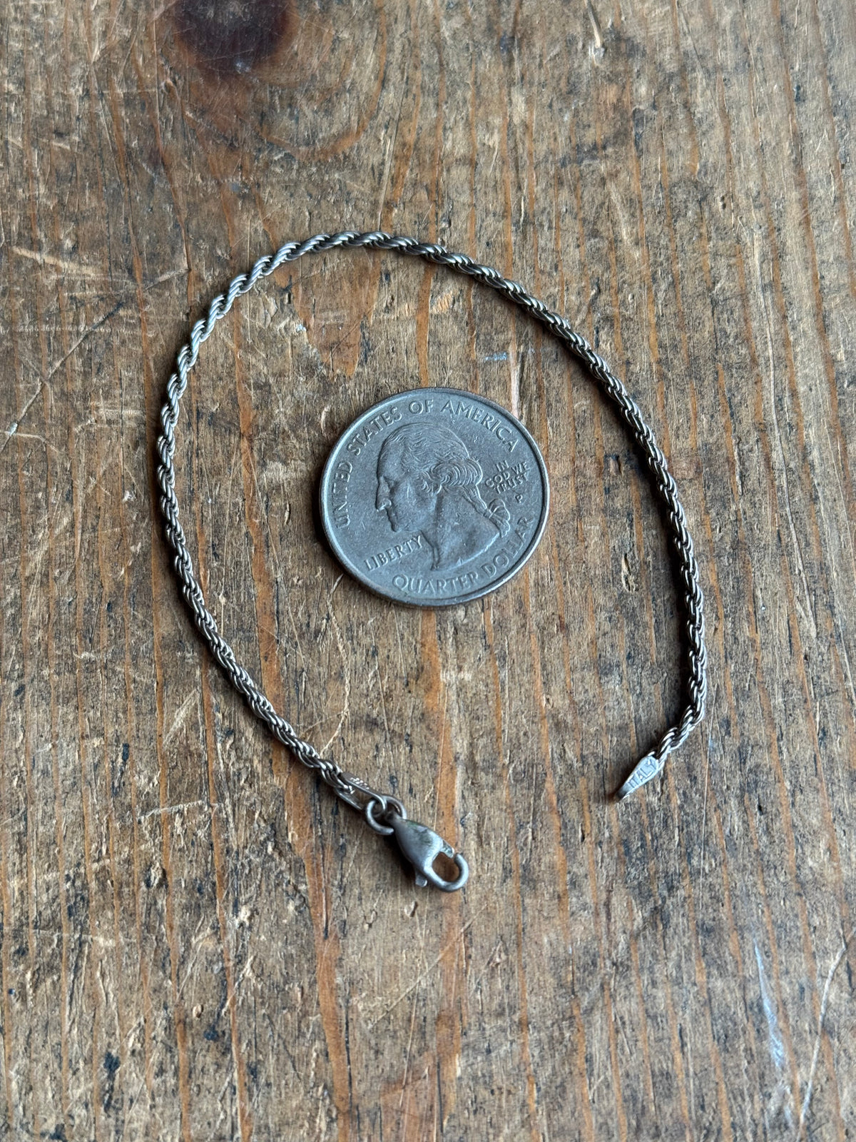 Vintage Sterling Silver Rope Chain Bracelet