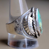 Vintage Sterling Turquoise Feather Ring 12.5