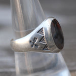 Vintage Sterling Agate Stamped Arrows Ring 9