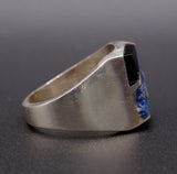 Vintage Sterling Multistone Inlay Striper Ring 12.75