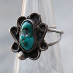 Vintage Sterling Turquoise Floral Ring 5.75