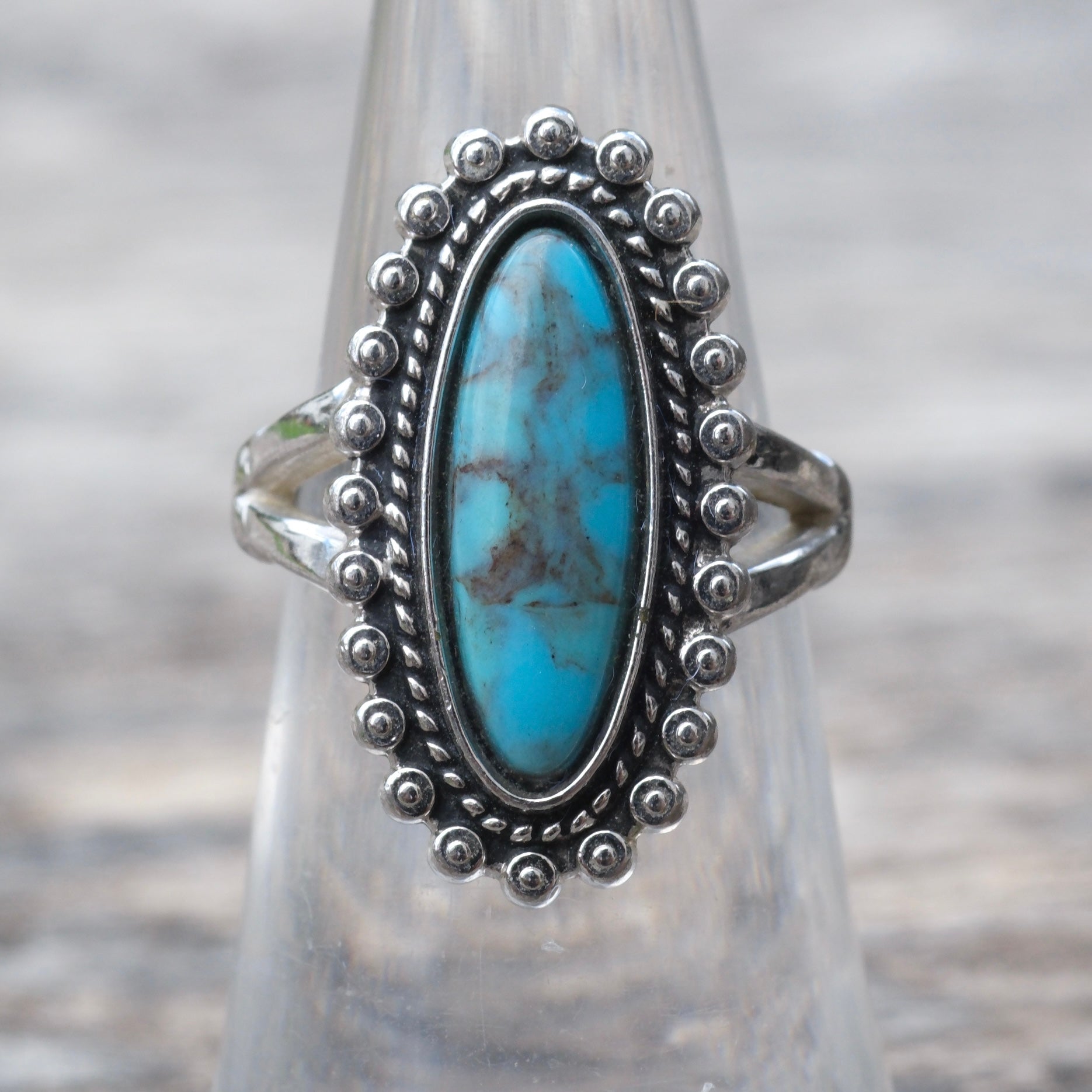Vintage Sterling Turquoise Ring 5.75