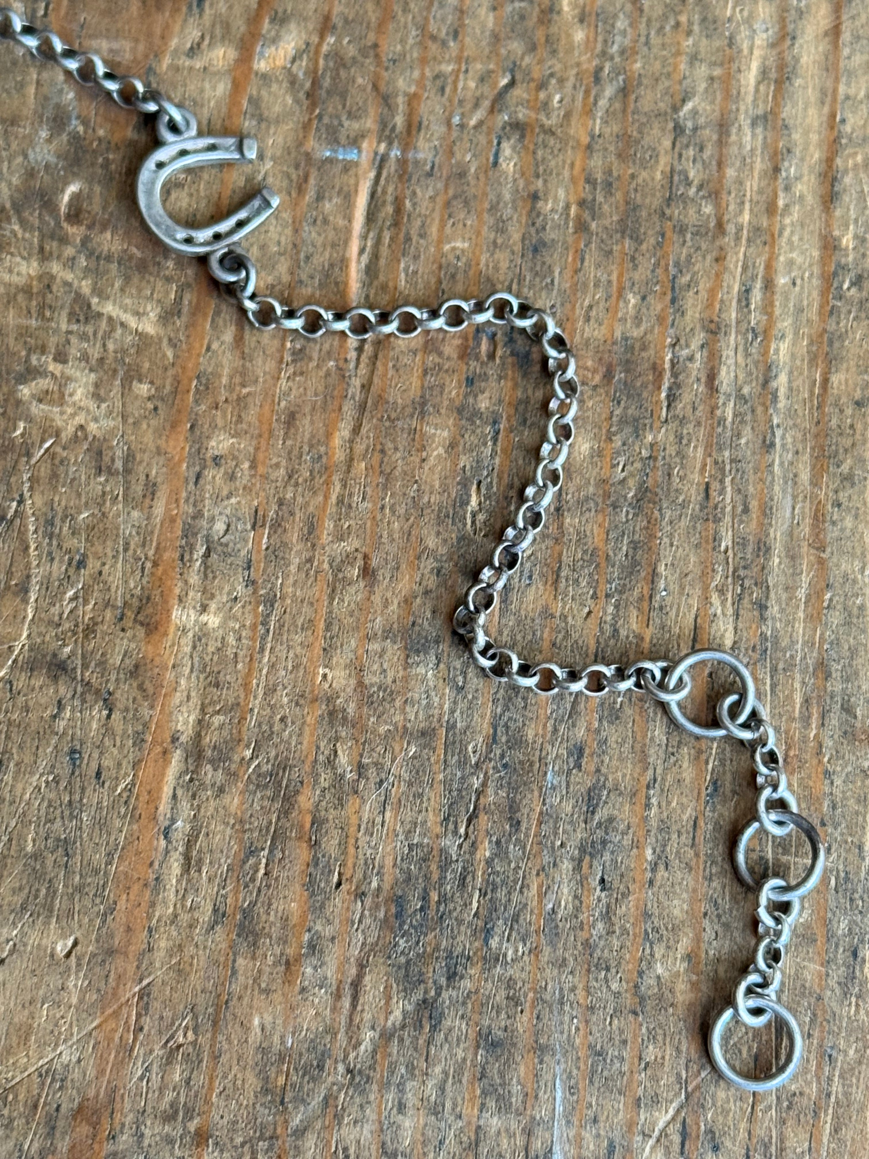 Vintage Sterling Silver 7.25” Horseshoe Rolo Chain Bracelet