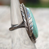 Vintage Sterling Turquoise Feather Ring 6