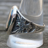 Vintage Sterling Hematite Thunderbird Ring 12