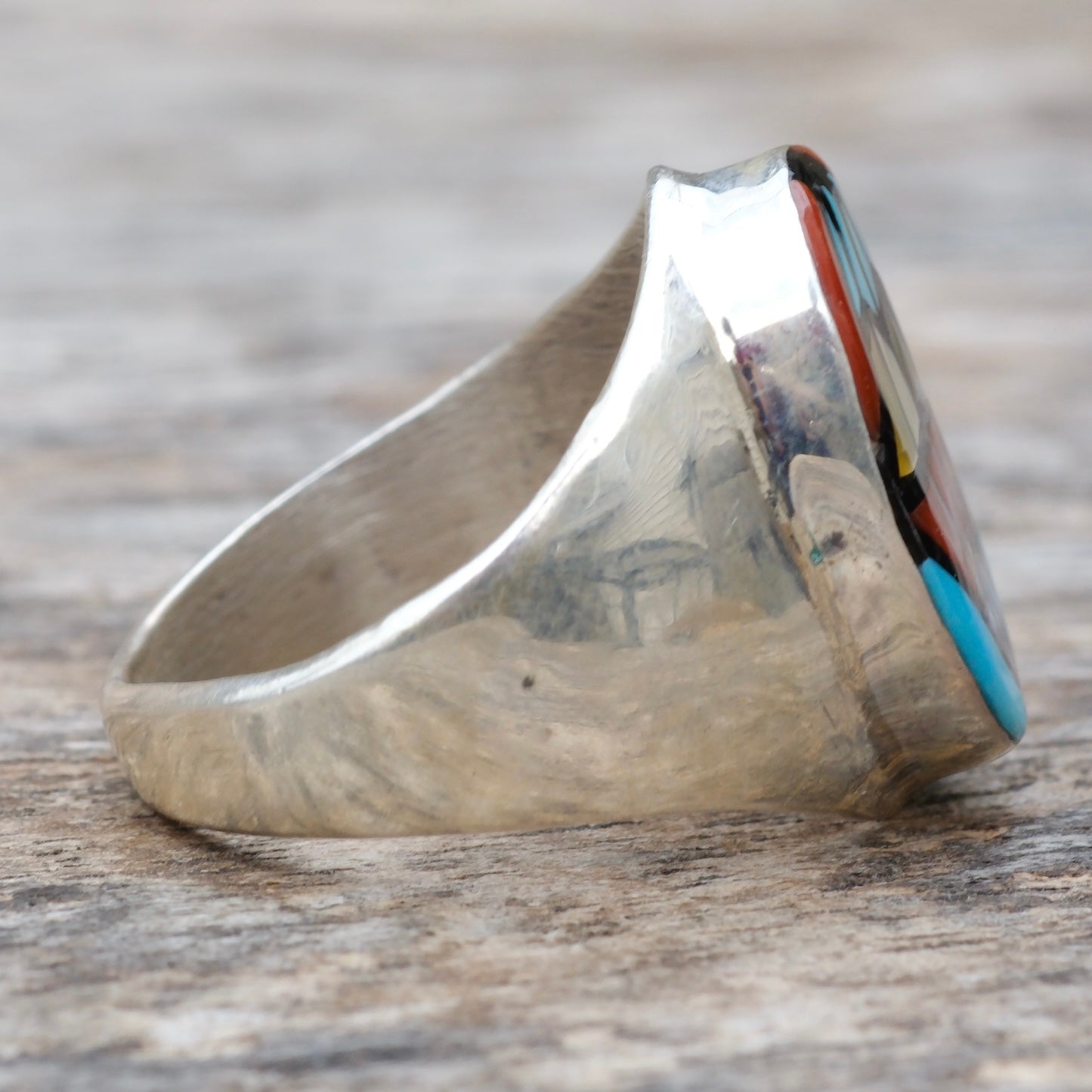 Vintage Sterling Zuni Inlay Ring 9