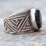 Vintage Sterling Sand Cast Labradorite Ring 10