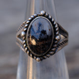 Vintage Sterling Petrified Wood Stamped Band Ring 5.5