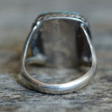 Vintage Sterling Matrix Turquoise Ring 12.75