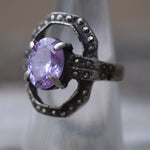 Vintage Sterling Amethyst and Marcasite Ring 5