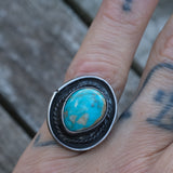 Vintage Sterling Turquoise Ring 7.5