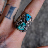 Vintage Sterling 2-Stone Turquoise Ring 11.25
