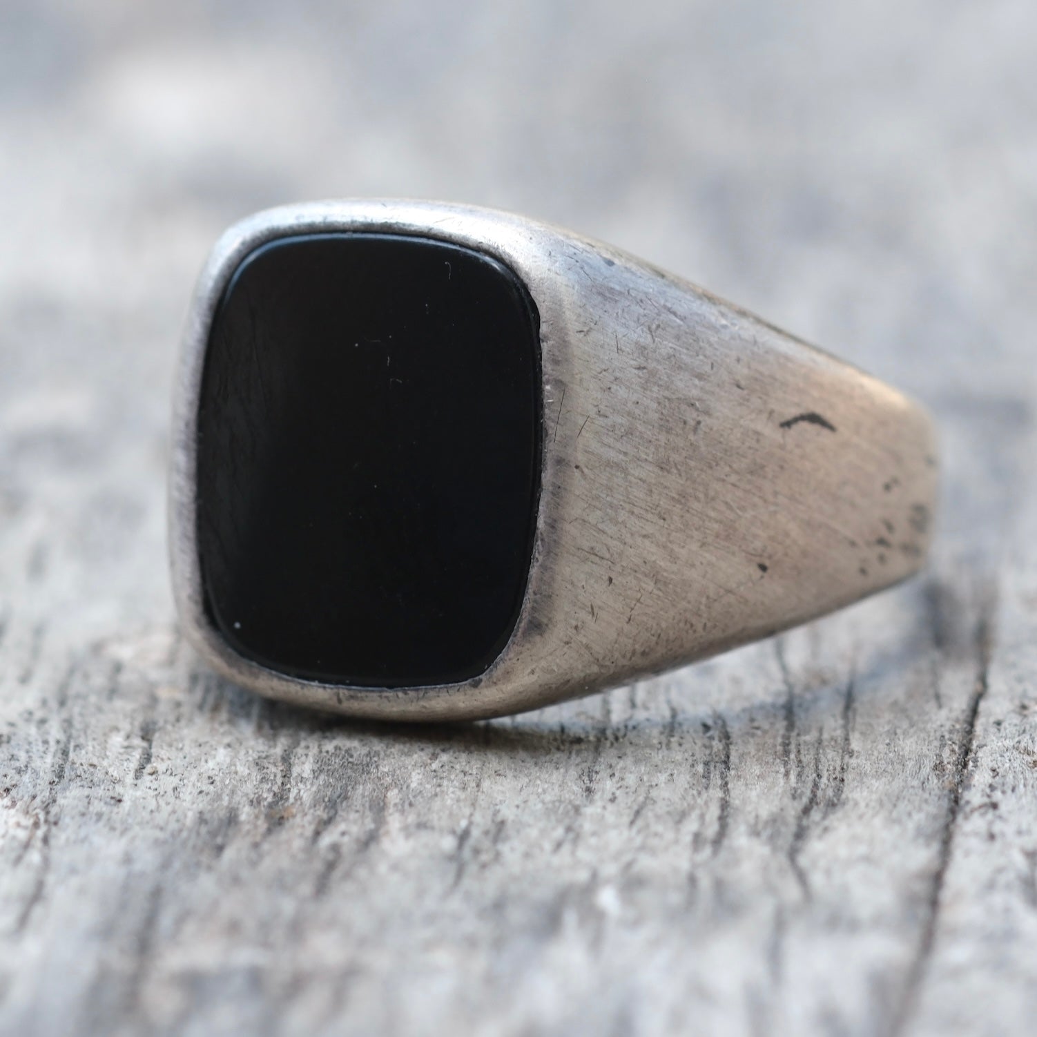 Vintage Sterling Onyx Signet Ring 8.5