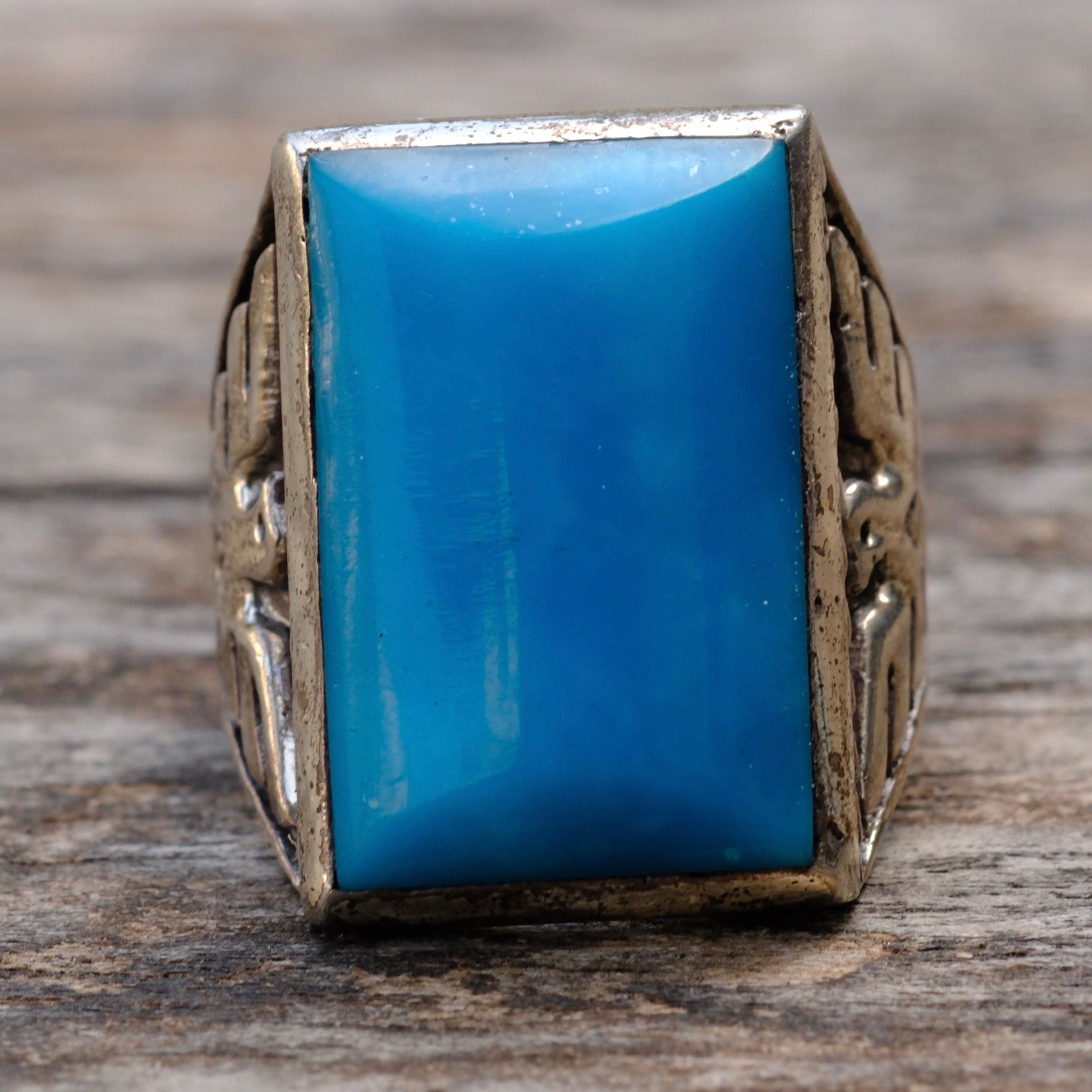 Vintage Sterling Bells Trading Post Turquoise Thunderbird Ring 8