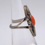 Vintage Sterling Coral Ring 5.5