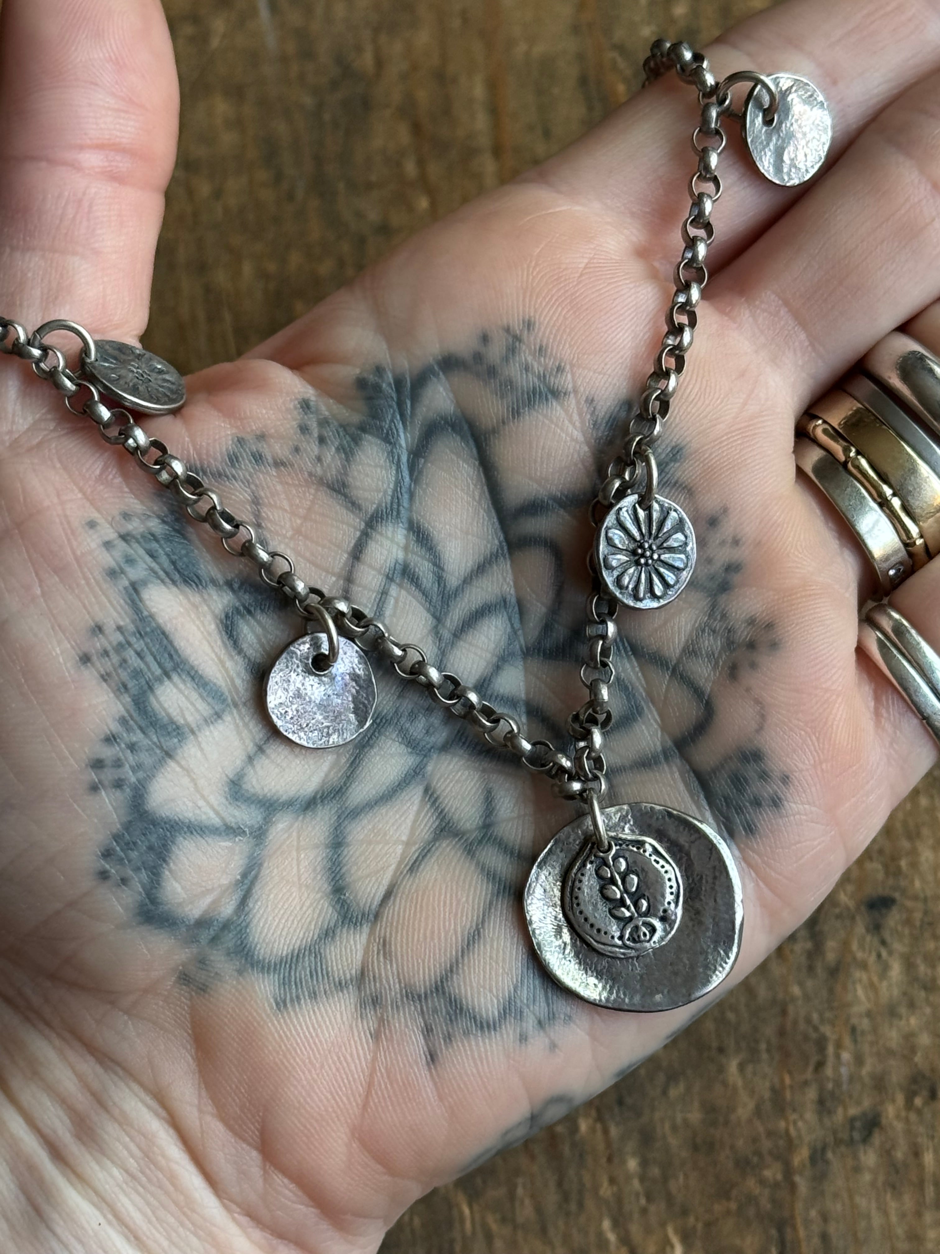 Vintage Sterling Silver Medallion Necklace