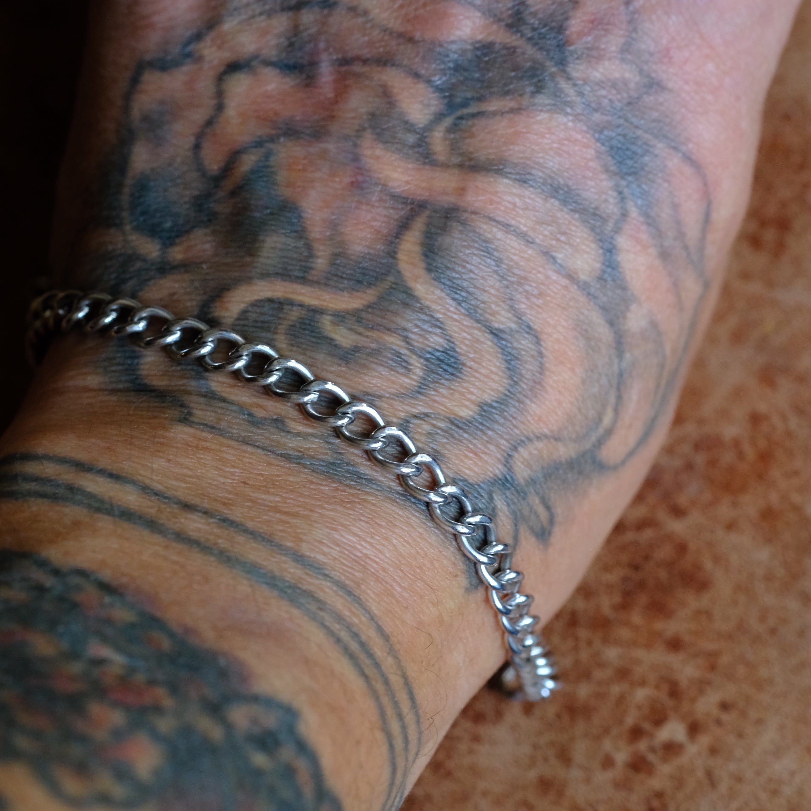 Vintage Sterling Silver Curb Chain Bracelet