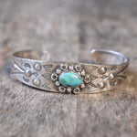 Vintage Sterling Turquoise Stamped Cuff