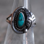 Vintage Sterling Turquoise Feather Ring 7