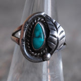 Vintage Sterling Turquoise Feather Ring 7