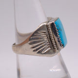 Vintage Sterling Turquoise Stamped Band Ring 8.25