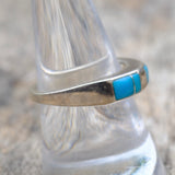 Vintage Sterling Turquoise Inlay Band Ring 8.75