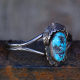 Vintage Sterling Turquoise Feather Cuff