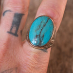 Vintage Sterling Turquoise V For Victory Stamped Ring 11