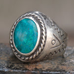 Vintage Sterling Stamped Turquoise Ring 12.5