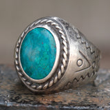 Vintage Sterling Stamped Turquoise Ring 12.5