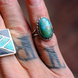 Vintage Sterling Turquoise Roper Ring 5.5