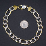 Vintage Sterling Silver Thick Figaro Chain Bracelet 9"
