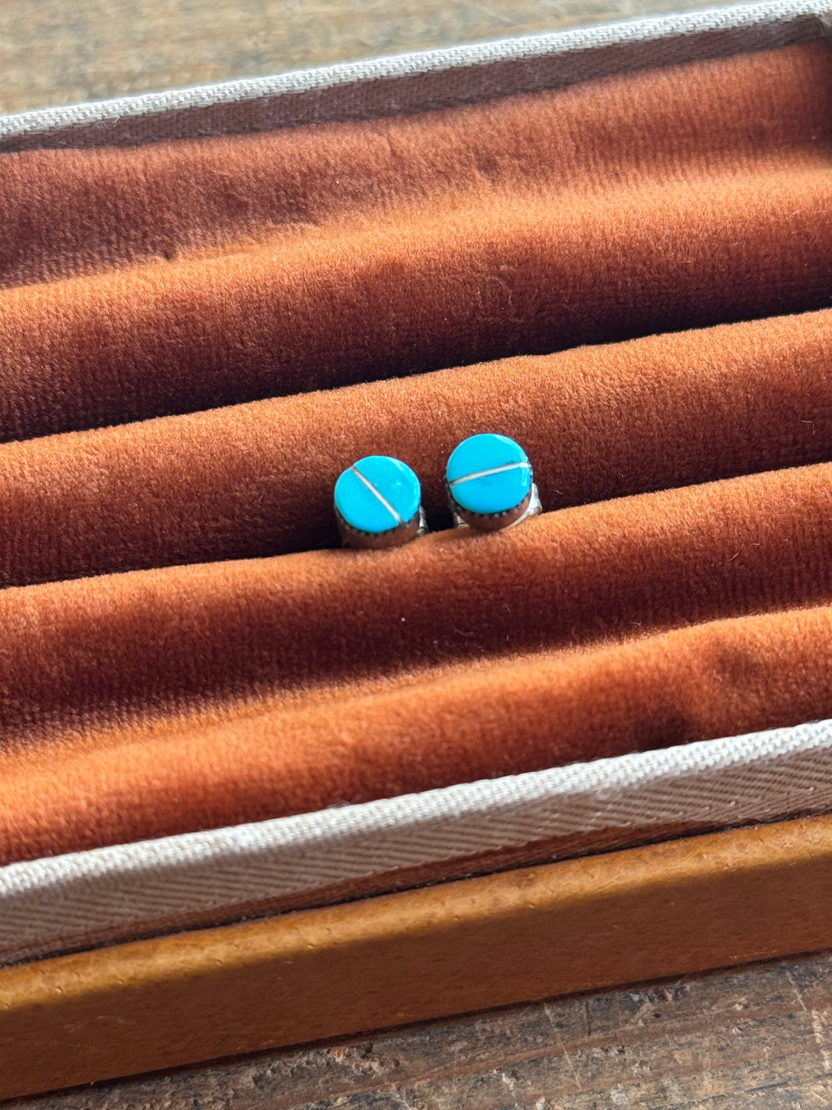 Vintage Sterling Silver Turquoise Inlay Earrings