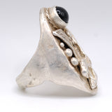 Vintage Sterling Onyx Eagle Ring 10