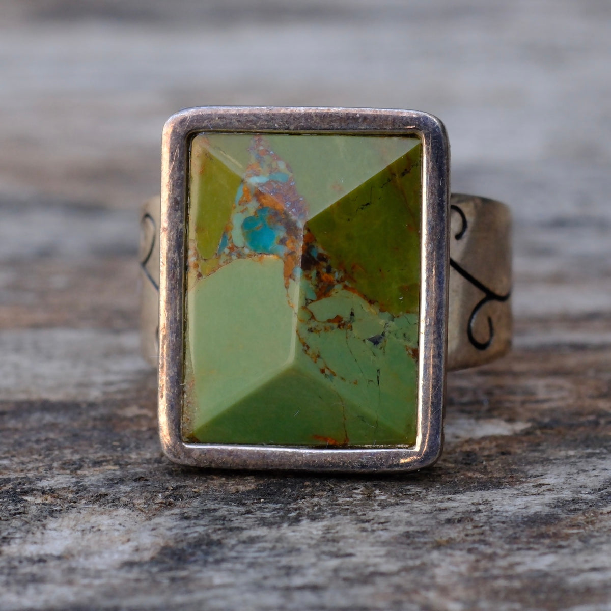 Vintage Sterling Turquoise DTR Ring 7