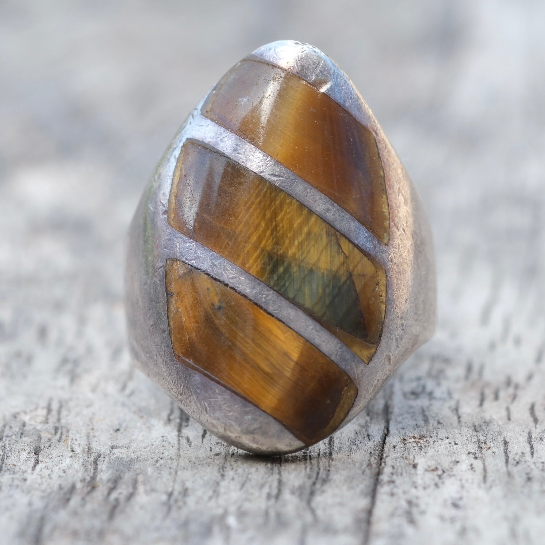 Vintage Sterling Tigers Eye Ring 10.25