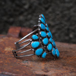 Incredible Vintage Sterling Turquoise Cluster Cuff