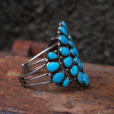 Incredible Vintage Sterling Turquoise Cluster Cuff