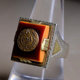 Vintage Mexican Biker Aztec Souvenir Ring 9.75