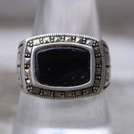 Vintage Sterling Onyx Signet Ring 9.25