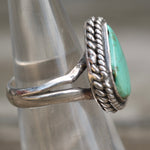 Vintage Sterling Turquoise Teardrop Roper Ring 5.75