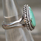 Vintage Sterling Turquoise Teardrop Roper Ring 5.75