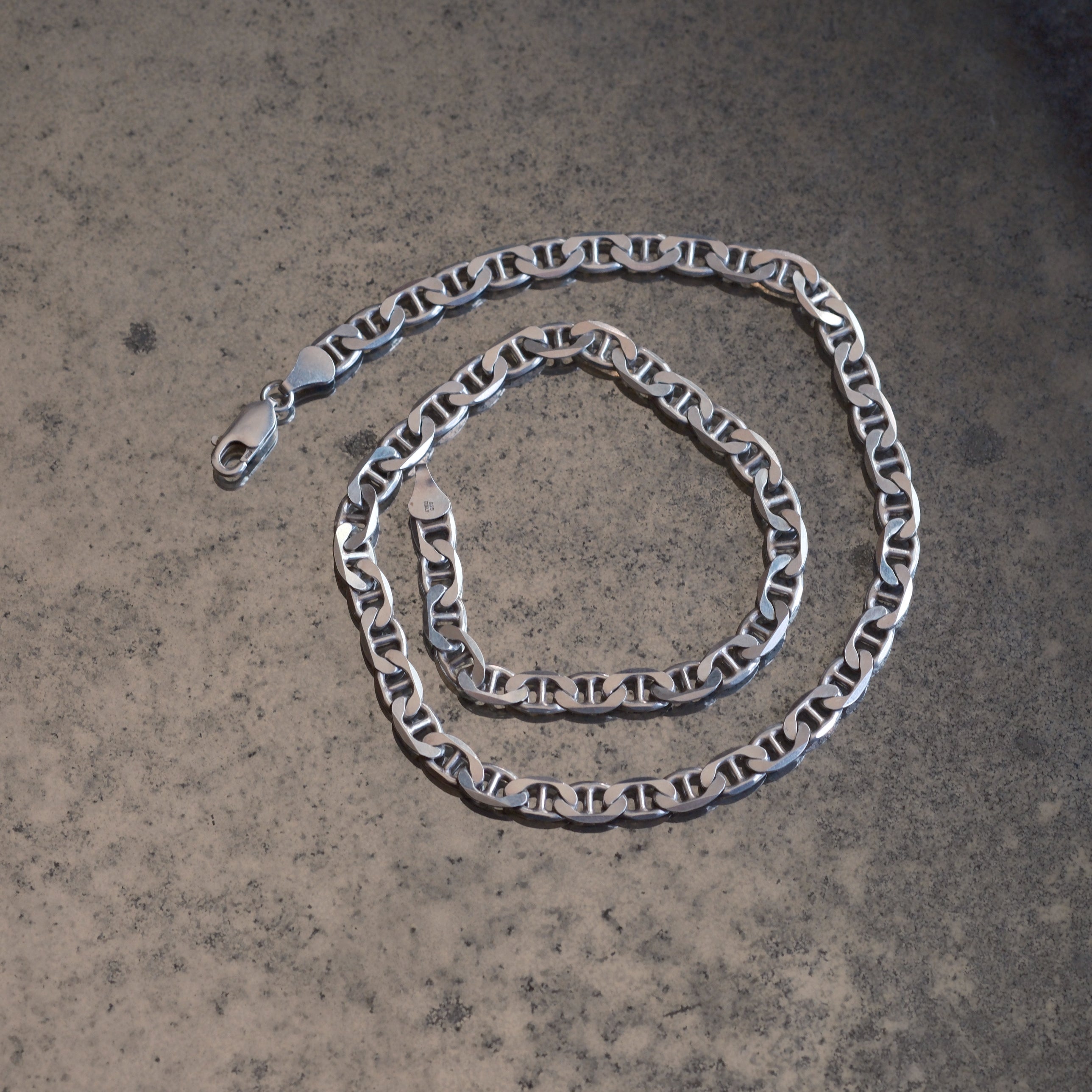 Vintage Sterling Silver Mariner Chain Necklace 18"