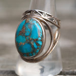 Vintage Sterling Compressed Turquoise Ring 8.5
