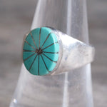 Vintage Sterling Turquoise Inlay Ring 8