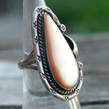 Vintage Sterling Mother Of Pearl Ring 6.5