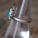 Vintage Sterling Turquoise Florette Ring 6.25