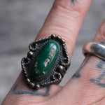 Vintage Sterling Turquoise Stamped Band Ring 5.25