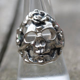 Vintage White Bronze Biker Ring 8.5