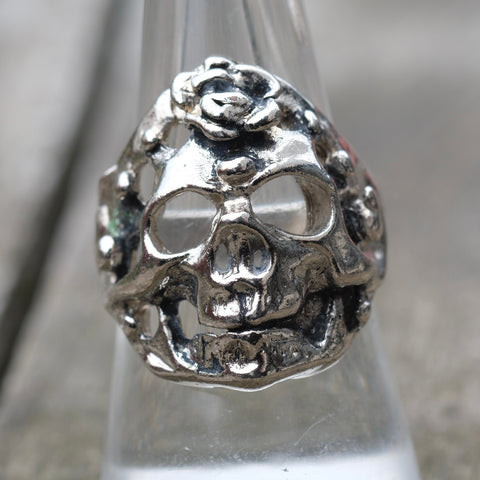 Vintage White Bronze Biker Ring 8.5